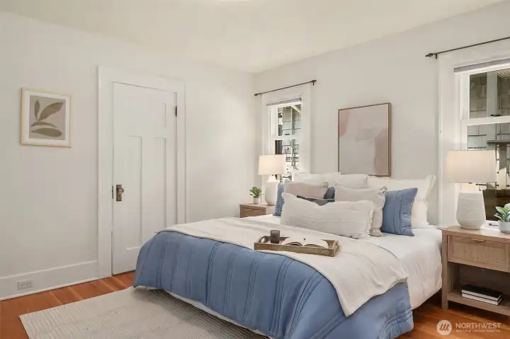Main level bedroom is spacious and bright. Main level bedroom is spacious and bright.