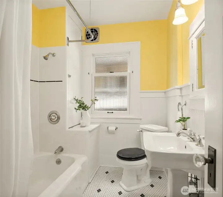 Charming main level bathroom with the sweetest details. Charming main level bathroom with the sweetest details.