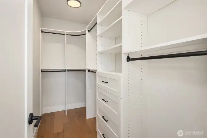 Generous walk in closet in Primary bedroom.