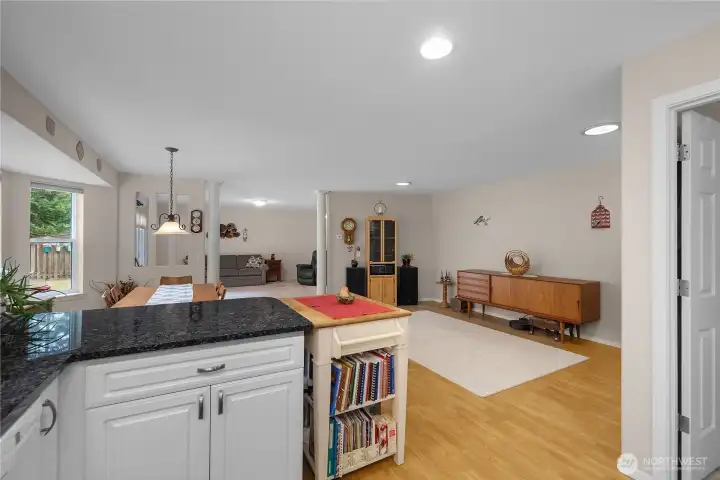 Stay connected with family and friends while cooking, dining, and entertaining in this spacious open layout. Stay connected with family and friends while cooking, dining, and entertaining in this spacious open layout.