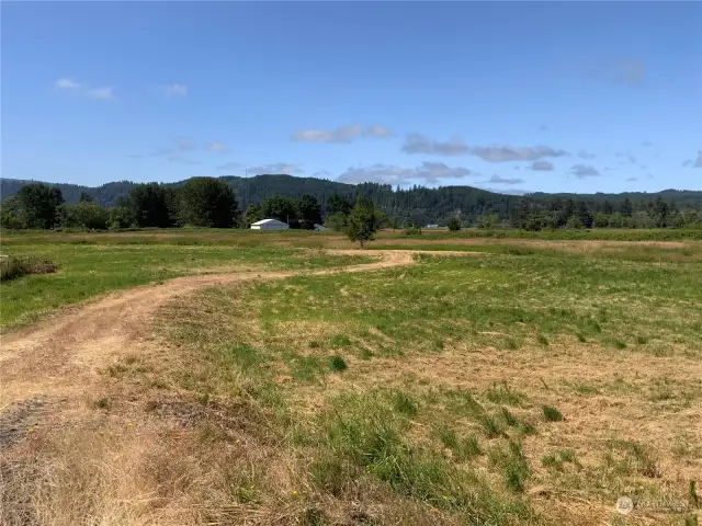 Rock-fill road into leveled area