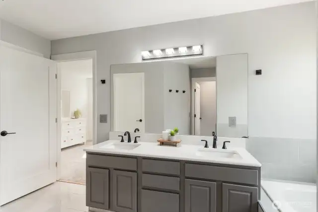 Dual sinks and   vanity.