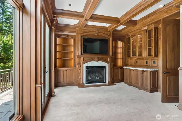 decent office with fireplace
