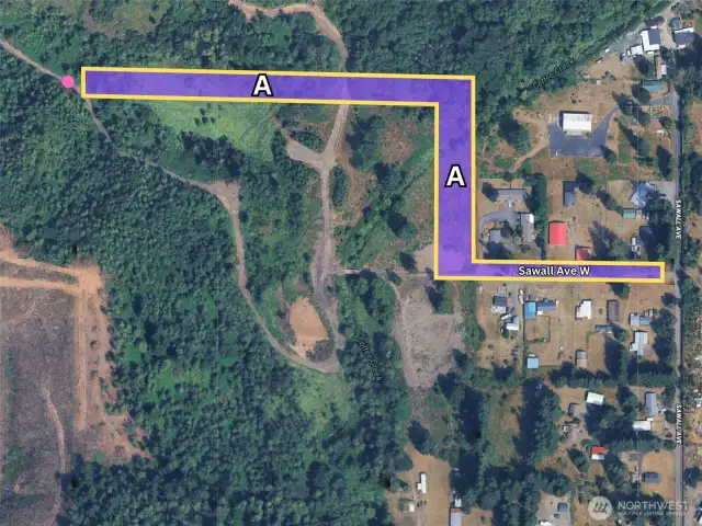 Overhead view with approximate boundaries in yellow and highlighted in purple.