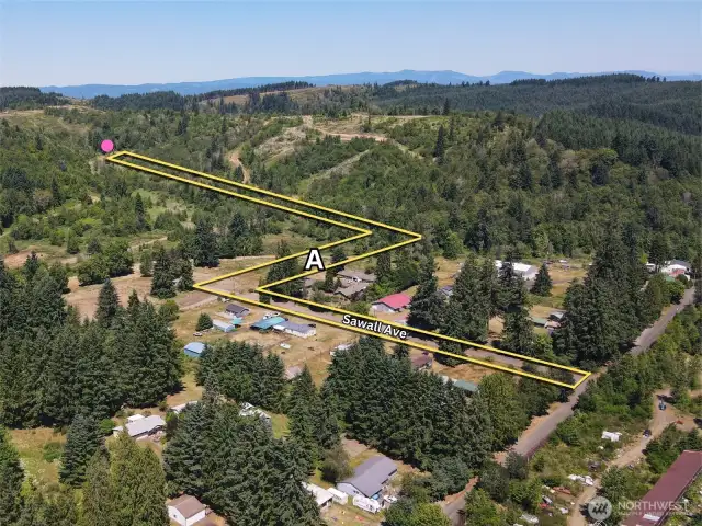 Overhead view with approximate boundaries in yellow.