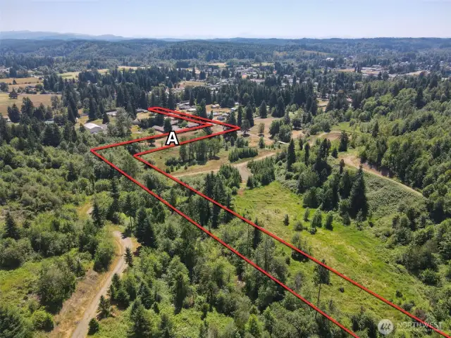 Overhead view with approximate boundaries in red.