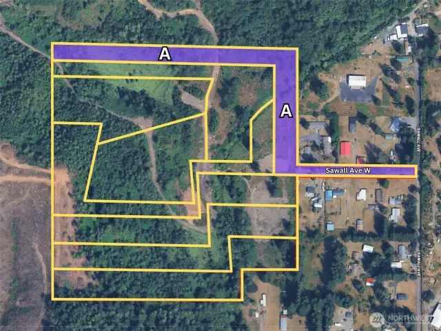 Overhead view with approximate boundaries in yellow and highlighted in purple.