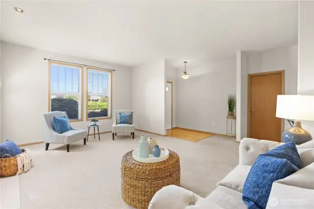 View towards the entry. Closed door leads to primary suite.