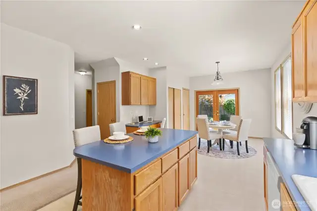 Open kitchen and dining space