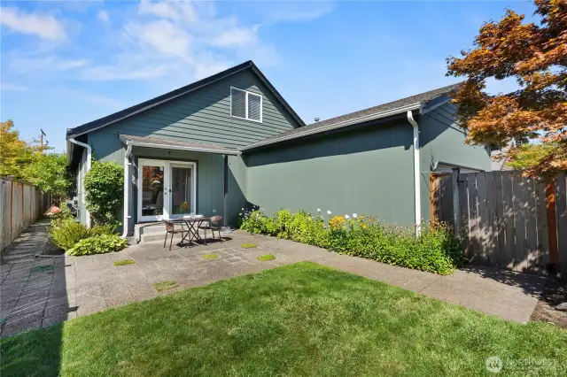 Enclosed yard is private and safe