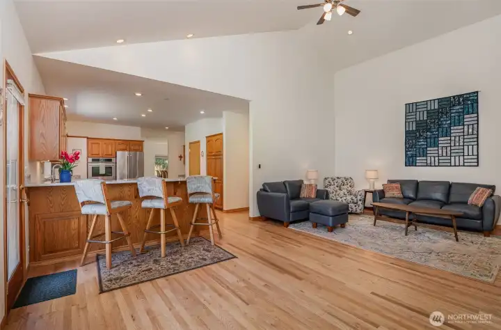 Home also features hardwood floors and ceiling fans throughout along with A/C for warm summer months.