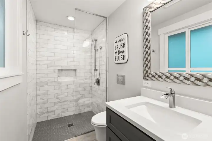 bathroom connected to second primary suite