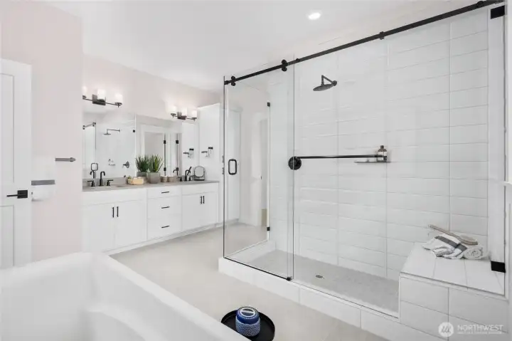 Spa Inspired Primary Bathroom.  All pictures are of actual home.