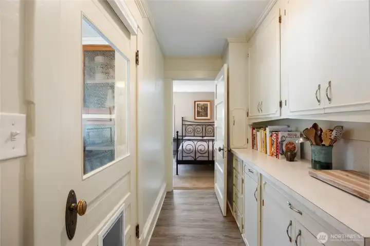 walk through pantry, just off kitchen and laundry