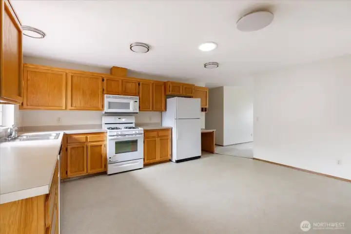 Kitchen, showing desk in the corner.