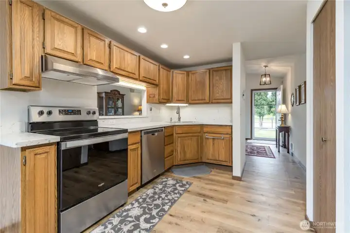 Spacious kitchen with stainless appliances