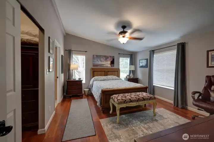 Primary bedroom is on the south end of the home