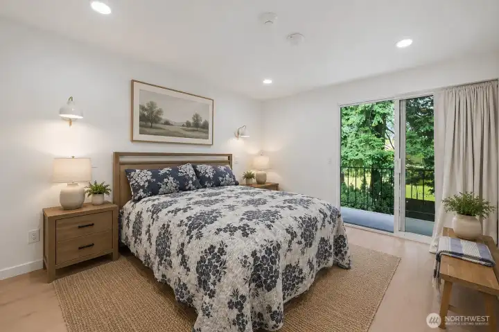 Virtual Staged Primary Bedroom w/Balcony