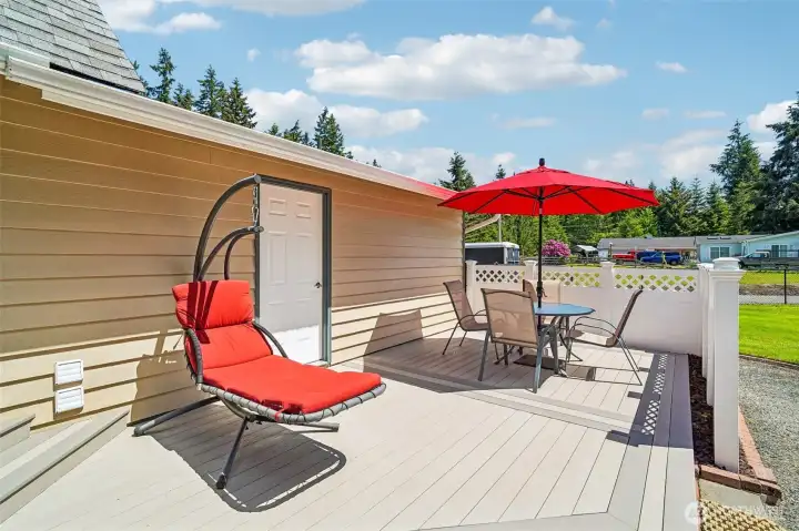 Back yard Deck with Trex like decking.