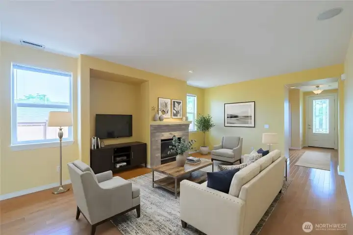 Virtually staged living room