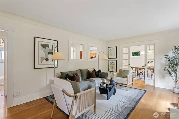 This room is warm and welcoming - connects to dining room with sweet glass pocket doors.
