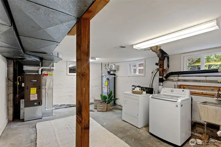 Laundry and storage area in the basement.