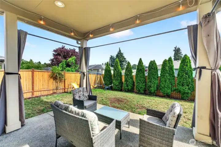 Covered back patio, access off the slider in dining area. Covered back patio, access off the slider in dining area.