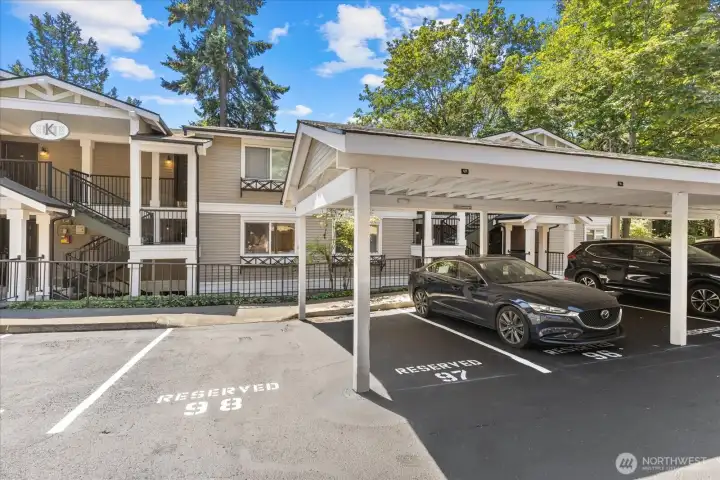 Your reserved parking spots- 1 covered and 1 un-covered are right out front of your front door. #97 & #98. Your reserved parking spots- 1 covered and 1 un-covered are right out front of your front door. #97 & #98.