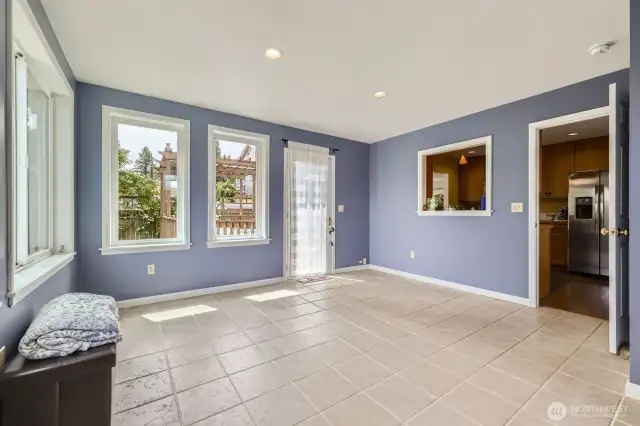 Sunny and bright! This is my favorite room in the house!