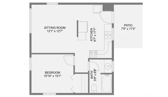 This Floorplan shows the generous layout of the ADU. Plenty of living space for multi-generational living, or use as a rental for instant income. Completely separate from the main home, so plenty of privacy for both homes.