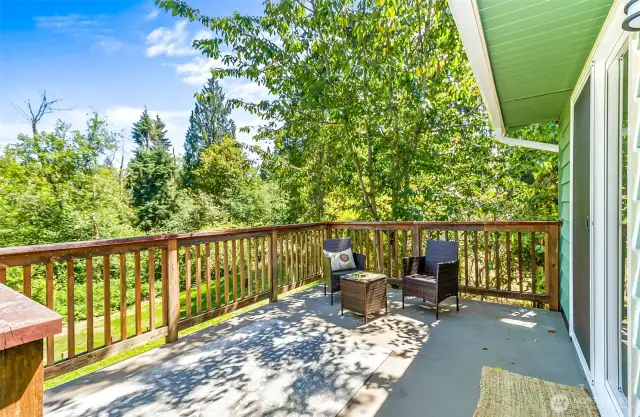Alternate View of the Upper Level Deck~Shaded by a Mature Cherry Tree~