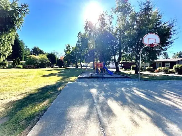 Basket Ball Court with large area to kick a ball or play Croquet