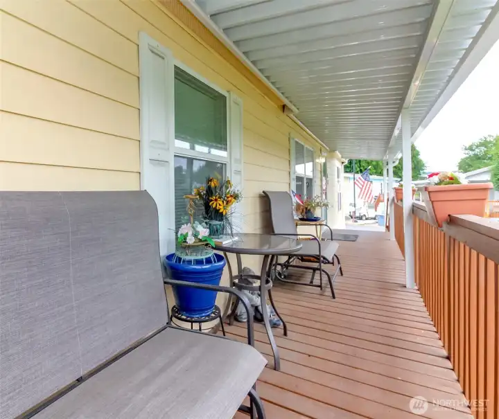 Covered wrap around awning