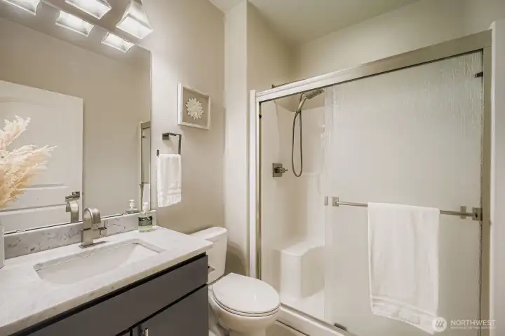 3/4 bath on the main level.