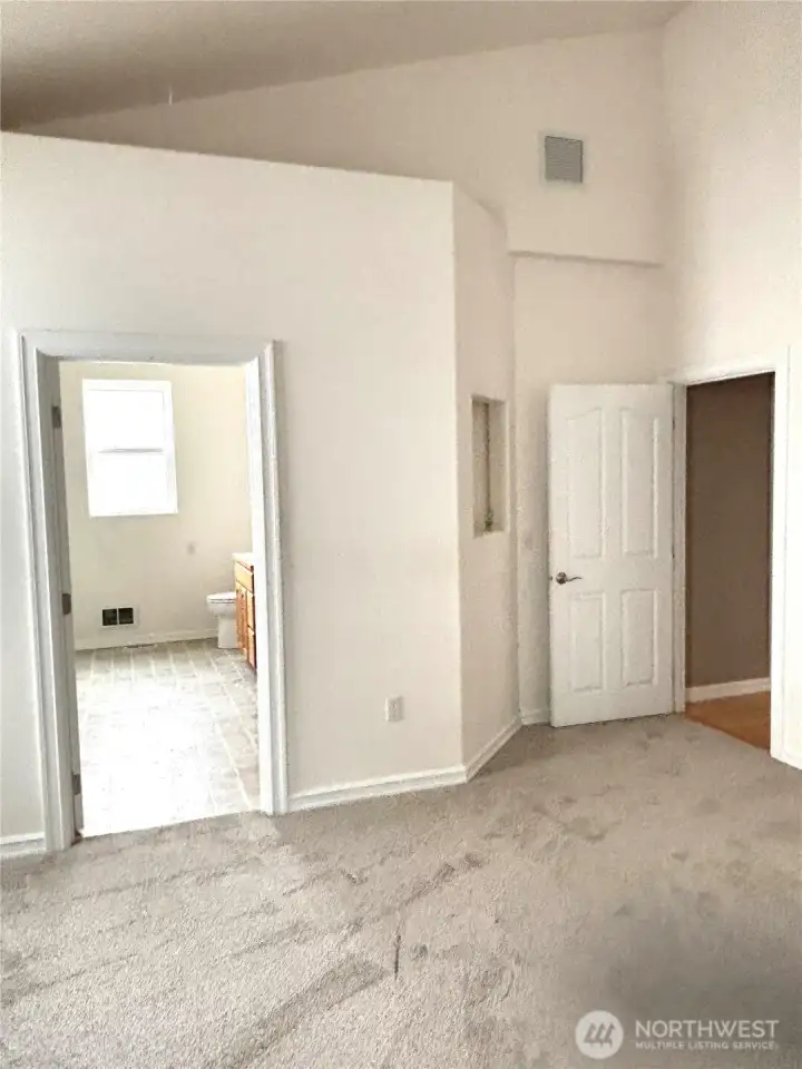Looking into bathroom from main bedroom