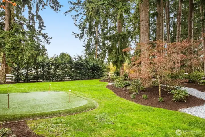 Private putting green, Ideal for Golf Enthusiasts and Outdoor Leisure.