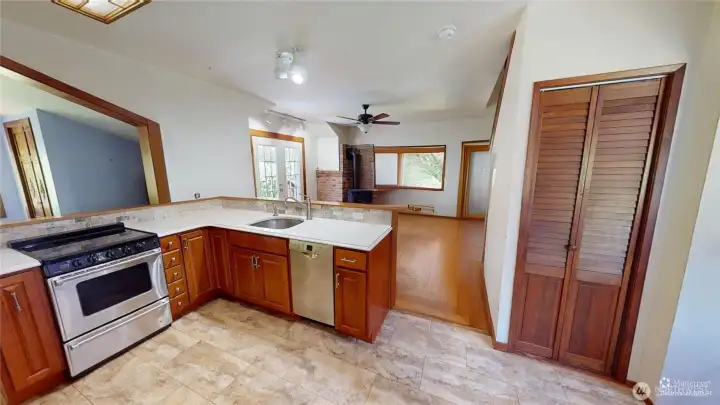 Kitchen looking into the living room.