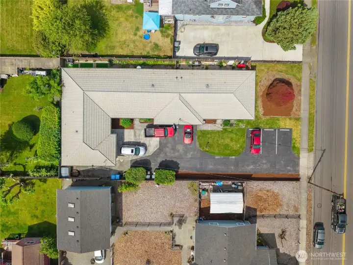 Aerial of building - metal roof