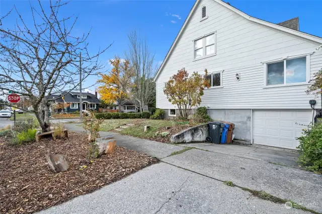 Side driveway with EV charger