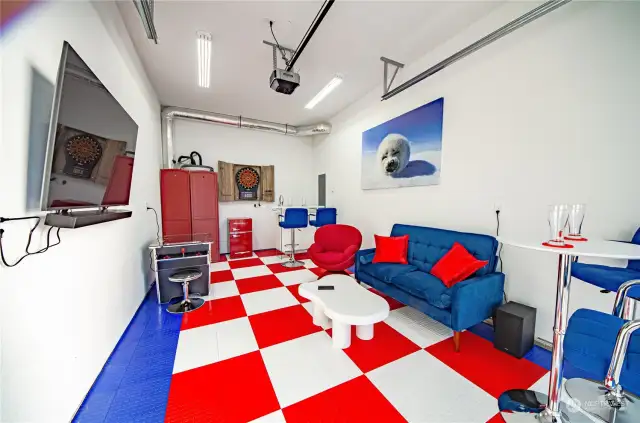 Spend an afternoon or evening hanging out with friends, watching the game on the 55” Samsung TV, playing one of 60 video games on the arcade-style video game table, or engage in an exciting game of darts. Lots of fun times ahead in the Seal Pup Den.
