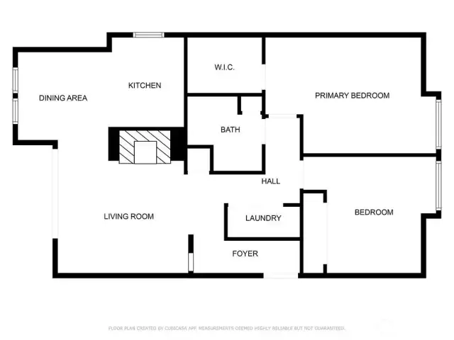 Condo one level floorplan.