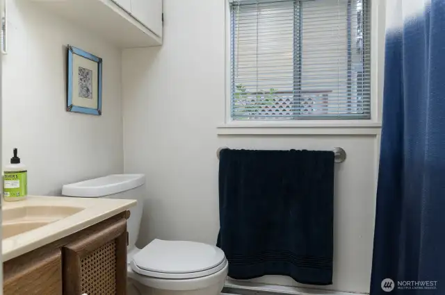 Another view of bathroom, bathtub & shower
