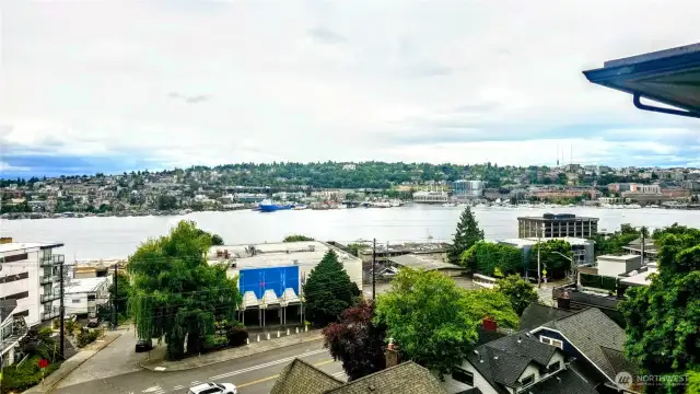 Views of Lake Union from unit