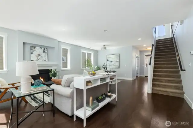Stairs are carpeted, but all else is hardwood!