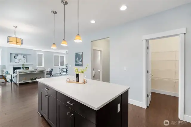 Pantry and garage provides easy access