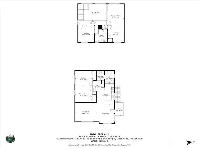 Top floorplan is for Main house, 2nd floor. Lower plan is for suite.