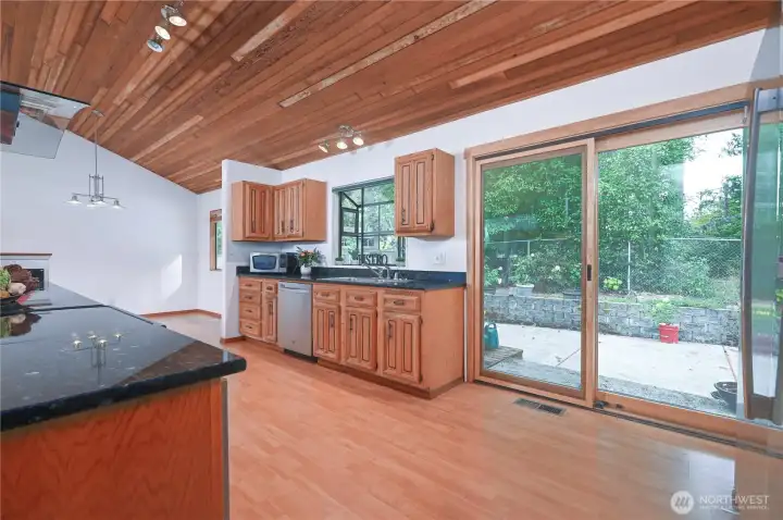 Sliding door to the patio off the kitchen.