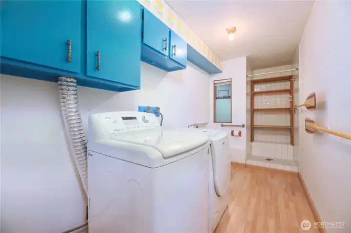 Lower level laundry half bath. Owners never used shower during their ownership.