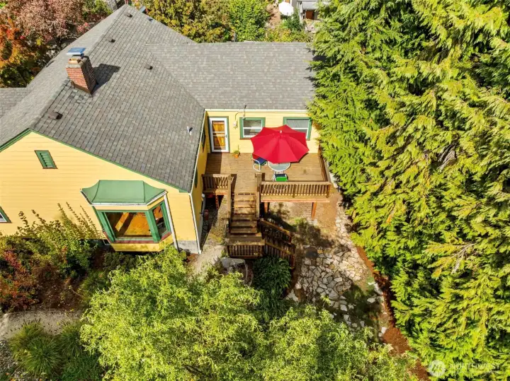 View of the sun deck that is located just off the kitchen nook making it perfect for outdoor dining and sunny days.