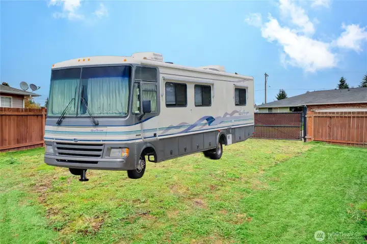 Yes, this is a virtually staged RV.  This RV parking is very spacious!